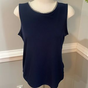 Karl Lagerfeld Sleeveless Pearl Embellished Tank